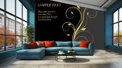 black and gold floral background Wall mural