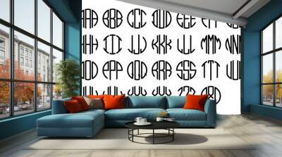 Circle monogram font. Clipart image isolated on white background Wall mural