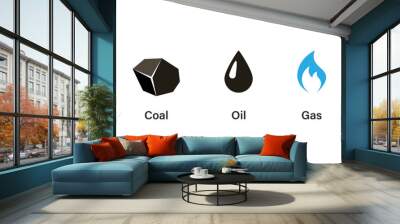 Coal oil gas symbol icon set. Clipart image isolated on white background. Wall mural