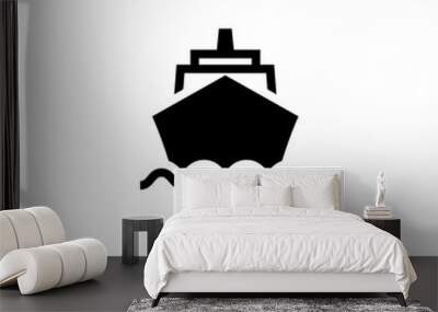 Cruise ship front black icon. Clipart image isolated on white background Wall mural