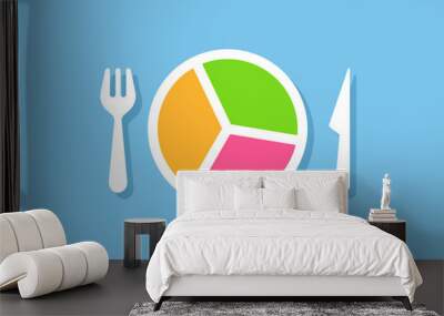 Food portion control design. Clipart image isolated on white background Wall mural