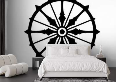 Konark wheel simple silhouette icon. Clipart image isolated on white background Wall mural