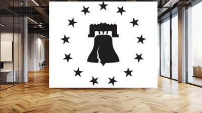 Liberty bell with stars stencil template. Clipart image isolated on white background Wall mural