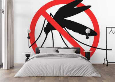 Malaria mosquito stop sign icon. Clipart image isolated on white background. Wall mural