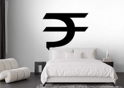 Rupee symbol icon. Clipart image isolated on white background Wall mural