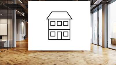 Two story house line icon. Clipart image isolated on white background Wall mural