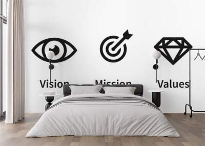 Vision mission values glyph icon. Clipart image isolated on white background Wall mural