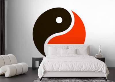 Yin and yang symbol glyph. Clipart image isolated on white background Wall mural