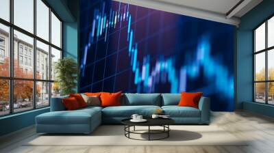 Forex market charts on computer display Wall mural