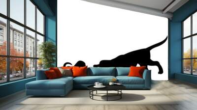  black silhouette of a dog walking Wall mural