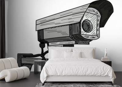  technique on white background cctv camera Wall mural