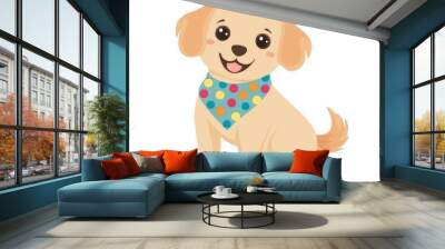 A cheery cartoon dog with a polka-dot bandana stands proudly as if ready to bring joy and companionship to all Wall mural