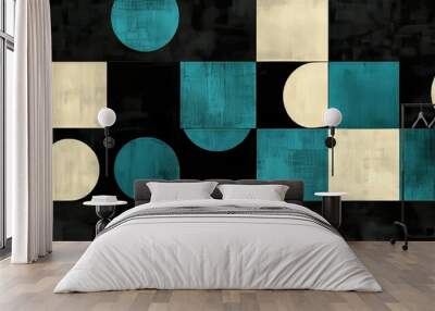 A geometric abstract retro background, a modern wallpaper design, cement texture, and ceramic tiles for the bathroom or kitchen Wall mural