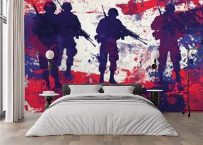 A portrait illustration celebrating American landing in Normandy in June 1944 Wall mural