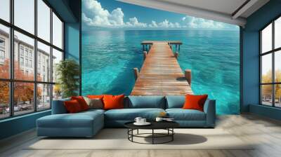 An exotic Caribbean paradise with tropical resorts. Travel, tourism and vacation concept. Wall mural