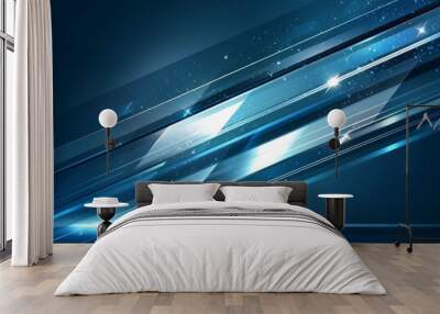 Background illustration in abstract geometric blue style Wall mural