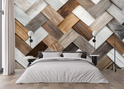 Brown and gray chevron wood paneling. Wall mural