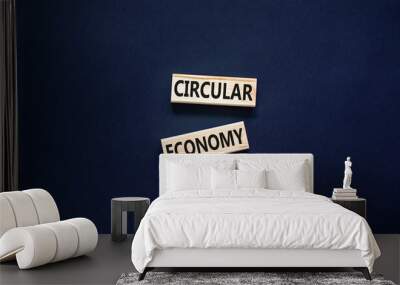 circular economy symbol. concept words circular economy on beautiful wooden block. beautiful black t Wall mural