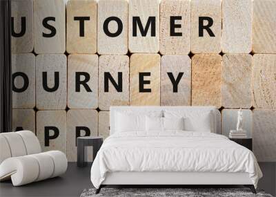 CJM customer journey mapping symbol. Concept words CJM customer journey mapping on wooden blocks on a beautiful wooden background. Business and CJM customer journey mapping concept. Copy space. Wall mural