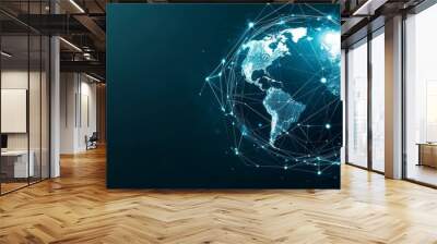 Connected and glowing digital globe abstract Wall mural