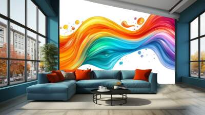 Creating dynamic energy on a white background with vibrant abstract paint splashes Wall mural