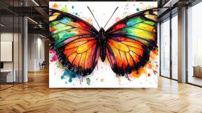 Design featuring an abstract pattern of colorful butterflies that depicts the beauty and vibrant designs of nature Wall mural