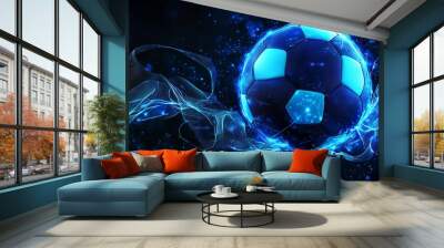 Digital communication illustration abstract blue future technology design concepts of digital innovation and technology Wall mural