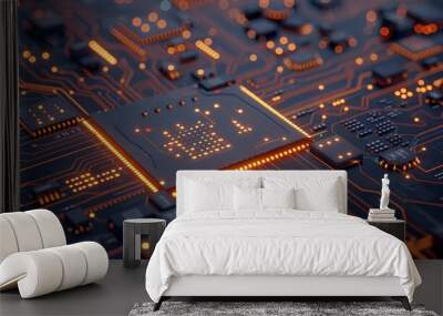 Digital components and a central processing unit are found on this electronic board. Wall mural