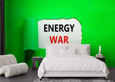 Energy war symbol. Concept words Energy war on beautiful white paper. Beautiful green table green background. Business and Energy war concept. Copy space. Wall mural