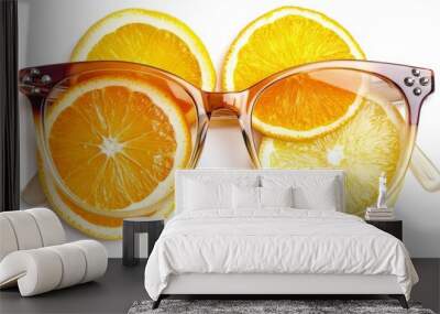 Fashion theme item, lemon glasses, PNG cutout isolated on transparent background Wall mural