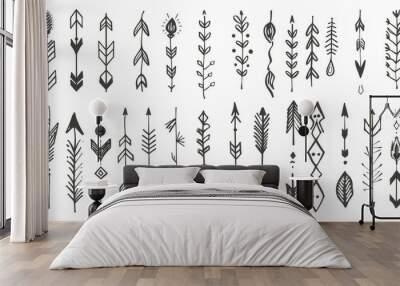 Folk motif border, ethnic pattern set including Peruvian, Mexican, Aztec designs. Boho, Indian designs and arrows. Wall mural