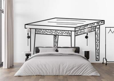 isolated sketch of a table on a white background Wall mural