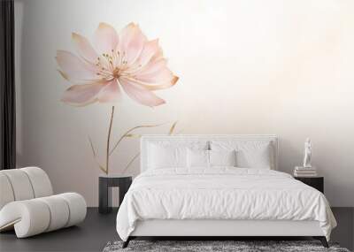 Luxurious watercolor flowers and twigs, pink, gold, lilac spots and flowers on a white background. Wall mural