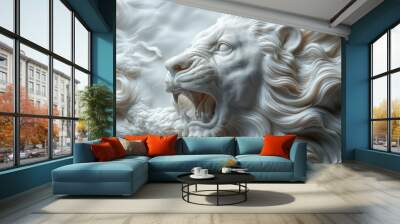 marble lion statue. Generative AI Wall mural