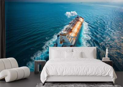 Massive Cargo Tanker Sailing the Vast Ocean Wall mural