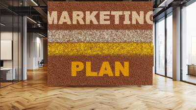 On the treadmill, the words Marketing and Plan are separated by two lines. Wall mural