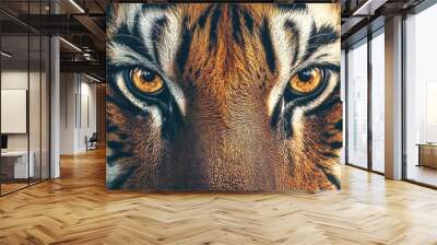 Photographic capture of tiger eyes in extreme closeup. Wall mural