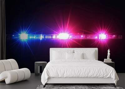 Police light flares. Glowing streaks. Dark background. Wall mural