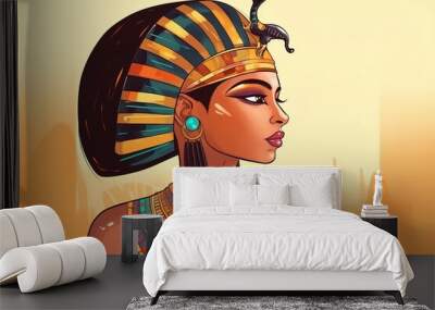 Portrait of an ancient Egyptian goddess. Beautiful girl in the style of ancient Egypt. Generative AI Wall mural