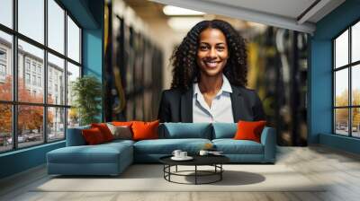 Portrait of Black woman engineer tech in computer server room Wall mural