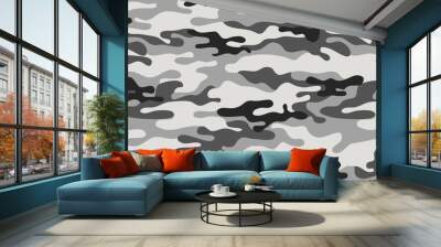 Print texture military camouflage repeats seamless army black white hunting Wall mural