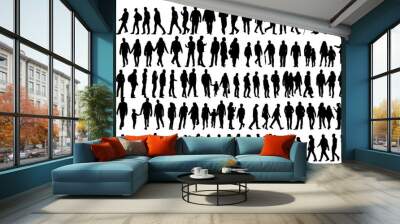 silhouette people go set Wall mural