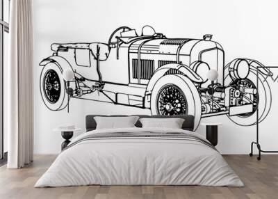 sketch of retro car vector Wall mural