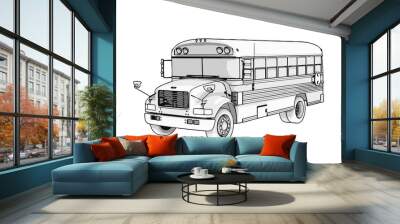 sketch of school bus vector Wall mural