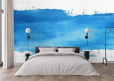 Stains of blue watercolor on a white background. Wall mural