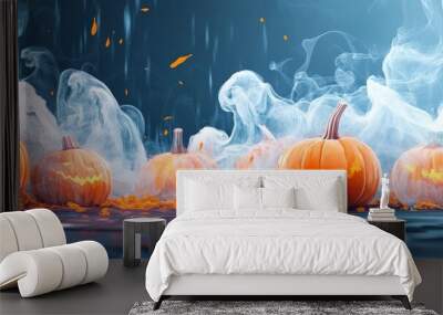 Streaks and smudges in Halloween lettering with copyspace Wall mural