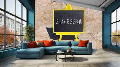 Successful symbol. Concept word Successful on beautiful chalk blackboard. Beautiful red stone background. Business successful concept. Copy space. Wall mural