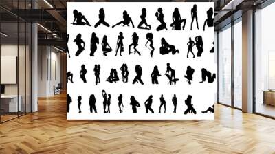 Vector silhouettes of sexy girls Wall mural