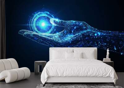 Technologie stock hud computer interface concept tech hand control network science future connection data business background communication cyber futuristic connect stock. Wall mural