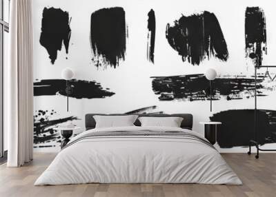 The collection of black and white brushes. Abstract grunge paint ink background. Vector, 2023. Wall mural